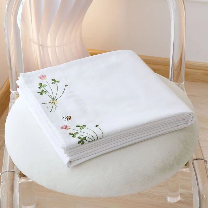 Home Textiles Luxury - Saf beyaz yatak levha çiçek nakış