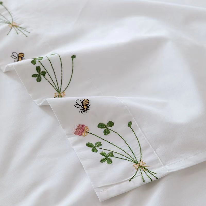 Saf beyaz yatak levha çiçek na - Home Textiles Luxury incelemesi ve fiyatı