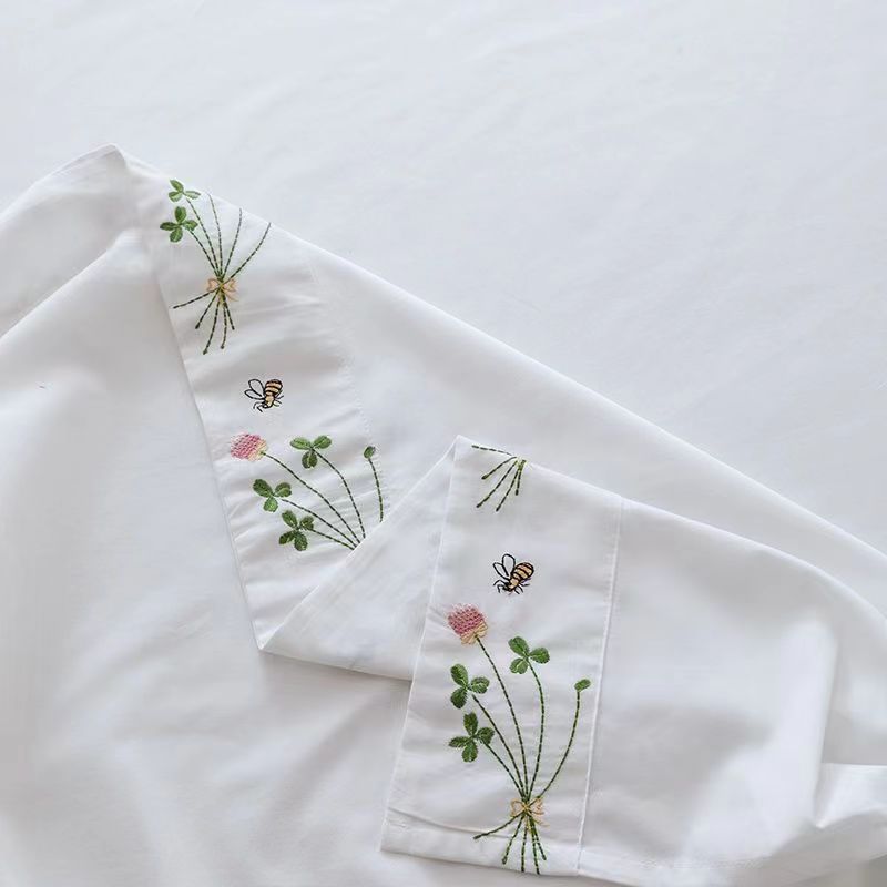 Saf beyaz yatak levha çiçek na - Home Textiles Luxury incelemesi ve fiyatı